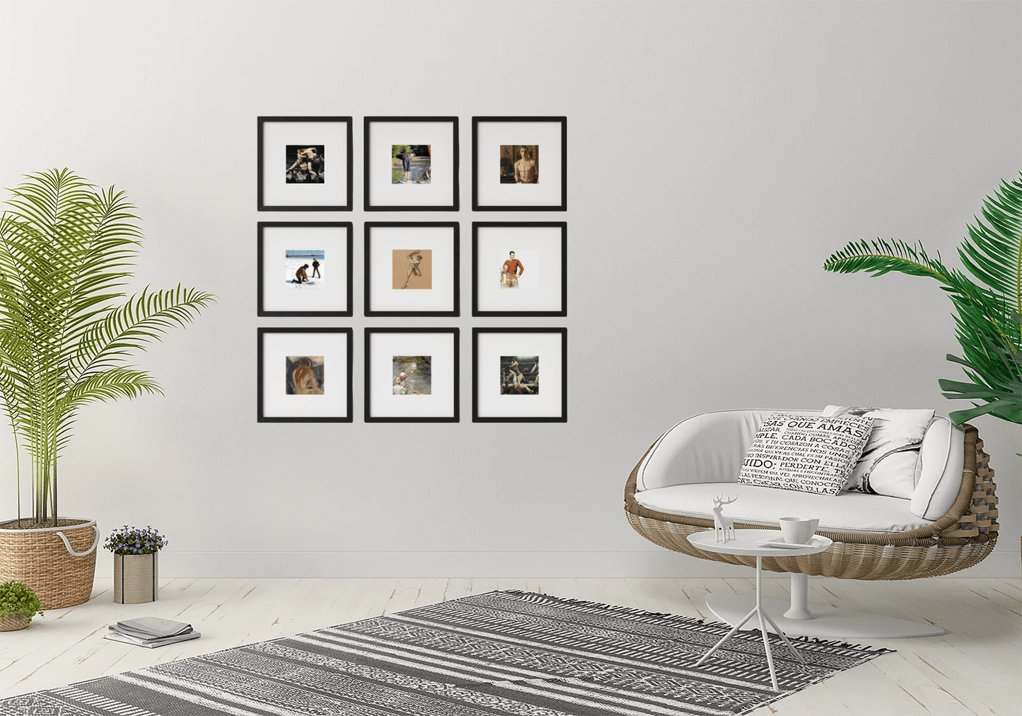 fragileHEIRLOOMS Sports and Pastimes; Showcase of Nine Prints in 11"x11" Frames, matted