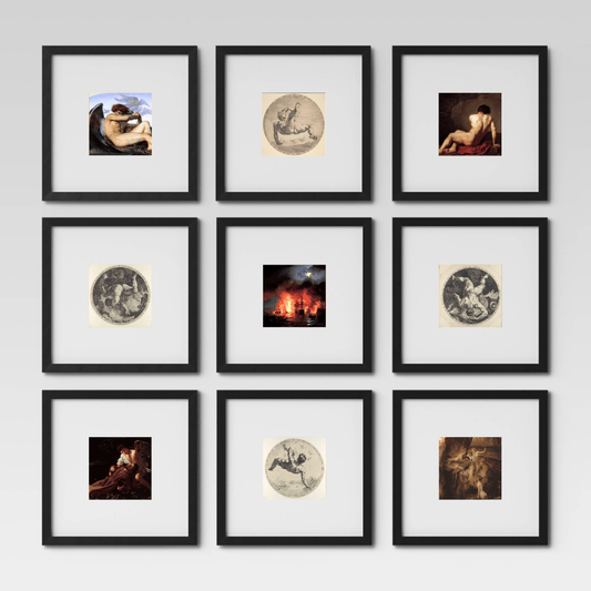 fragileHEIRLOOMS The Fallen Disgracers; Showcase of Nine Prints in 11"x11" Frames, matted